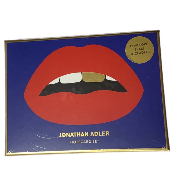 NEW! Jonathan Adler Lips Boxed Diecut Notecard Set of 6 Cards Stickers Envelopes - Picture 7 of 7